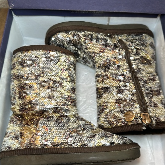 Stuart Weitzman Girls Lil Vera 3 Cheetah Sparkle Sequin Zip Boot / Sz 8 Toddler - Picture 11 of 14